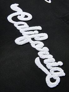 TOKVUE 男士休闲撞色标语印花Polo衫、男士黑色针织衫、夏季男士黑色T恤、男士黑色刺绣针织衫、男士短款印花衬衫、男士宽松短款刺绣上衣 - 彩色 - 查看 3