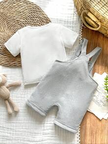 Vintaside Kids 男婴夏季卡通图案3D耳朵设计连体衣，配白色短袖T恤 - 彩色 - 查看 2