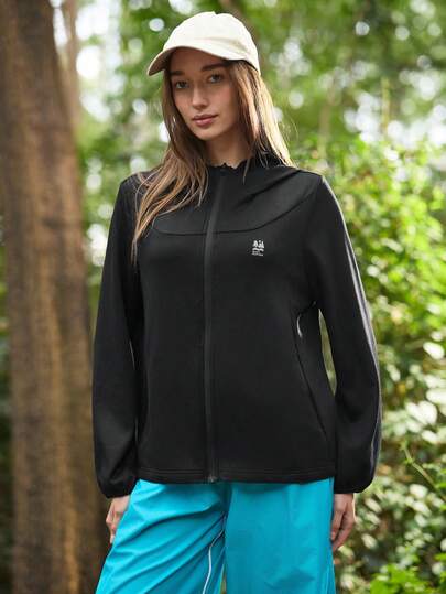 Exploreva Women's Zipper Hooded Casual Minimalist Design Versatile Outdoor Jacket