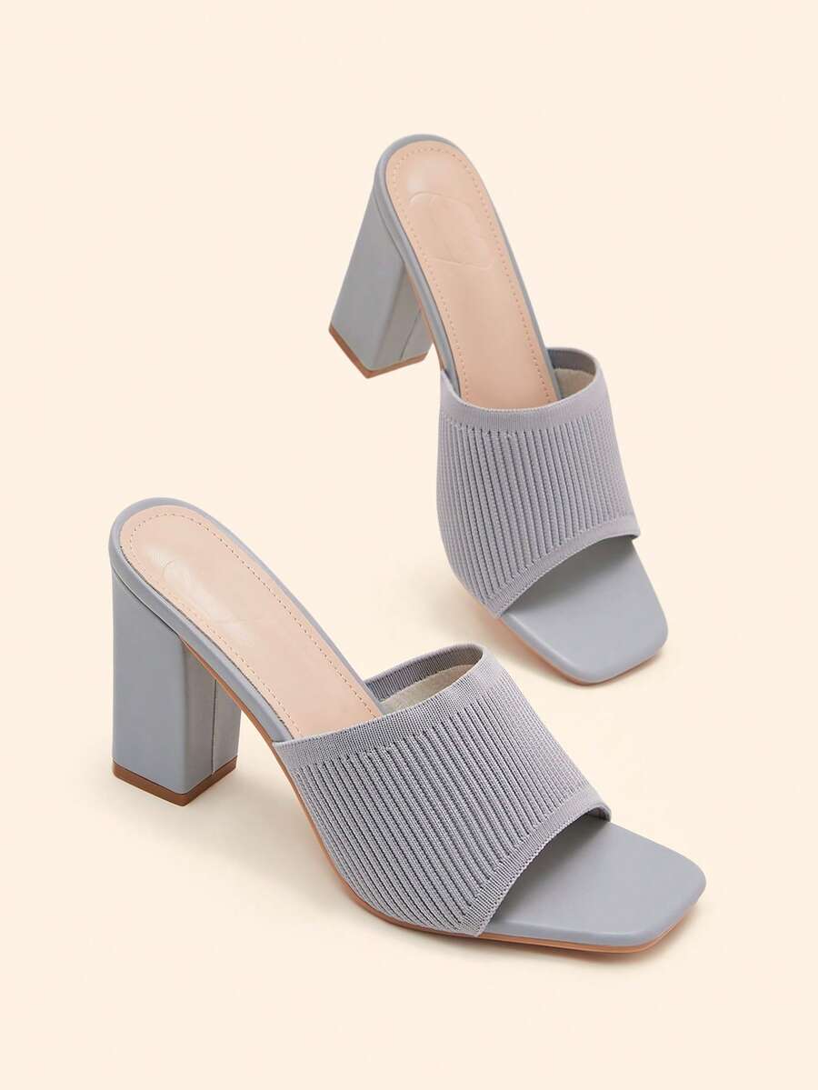 CUCCOO BASICS Minimalist Commuter Versatile Open Toe Mule High Heel Sandals For Christmas Spring Shoes Summer - Grey 1 - View 1