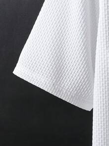 SHEIN 一件青少年男童绅士风白色领刺绣时尚短袖polo衫，绅士套装，商务优雅校园派对日常休闲外套，简约优雅风格 - 白色 - 查看 5