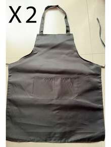 Polyester Apron With Wide Brim,Simple Style Black Apron With Pockets - Multicolor - View 7