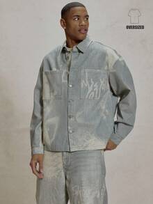 Musero Áo sơ mi dáng rộng, cổ bẻ, cài cúc toàn thân, in họa tiết, hai túi vá, chất liệu denim, kiểu dáng áo khoác ngoài, vai rớt, phối đồ đơn giản nhưng tinh tế cho mùa xuân và hè. - Nhiều màu - Xem 1