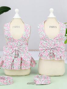 PETSIN Pet Chest And Back Skirt, Cat Traction Strap, Animal Collar Set, Pet Supplies Strap Skirt, Dog Walking Princess Skirt, Pet Chest And Back Skirt+Rope Sweet - Multicolor - View 4