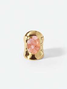 Opalesca Women's Single Ring,Premium/Elegant/Classy/Dailywear/Minimalist,Pearl/Crystal,For Mom/Women/Girl/Mother,Summer/Beach/Prom/Party/Holiday/Vacation,Engagement/Wedding/Promise,Bride,Heart/Floral,Fairycore/Mermaid Core - Gold - Pink - View 1