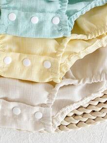4 Packs Baby Boy Casual SS Style Solid Plain Bloomer Elastic Waist Shorts Bottoms Soft Breathable Summer Vacation Beach Nursery Khaki Green Bleu - Multicolor - View 3