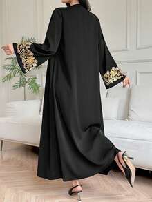 DAZY Women's Elegant Sleeveless Dress With Contrast Lace Patchwork Robe, 2-Piece Set, Spring/Summer - Black - View 2