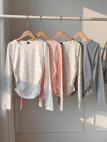 CovetEZ Women's Casual Printed Round Neck Long Sleeve T-Shirt, Multi-Color - Multicolor - View 4
