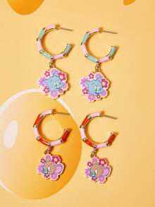 TOM & JERRY X SHEIN 1 Set Fashionable Zinc Alloy Cartoon Pattern Dangle Earrings, Simple & Elegant, Cute & Chic, Suitable For Party, Concert, Festival - Gold - View 7