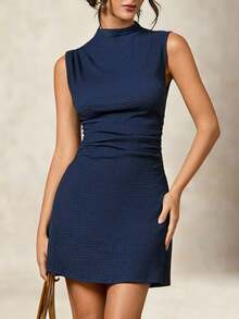 Briarwyn Women's Elegant Solid Color Sleeveless Mini Dress, Summer Dress ,Office Outfits For Women,Suitable For Work And Daily Commute,Elegant Dresses For Women - Royal Blue - View 7