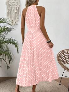 Breezaya 女士波点露背无袖连衣裙长款度假沙滩装 - 粉色 - 查看 2