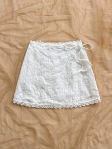 Soleia 女款度假細肩帶純色刺繡綁帶疊層裙，適合多種場合，波希米亞風、浪漫花卉、度假、派對、約會、情人節、復活節、嘉年華、下午茶、海灘、郵輪、城市街頭 - 白色 - 查看 7