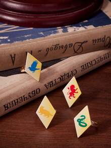 HARRY POTTER X SHEIN 跨境热销锌合金卡通图案印花戒指套装，小众高端感，简约可爱，适合各种派对、音乐会、节日等场合。 - 金色 - 查看 1