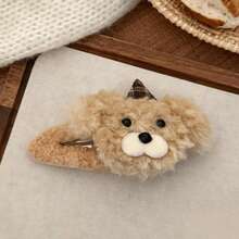 1pc Autumn Winter Plush Bear & Dog Hair Clips, Sweet Cute BB Clips, Girl's Front Bangs & Flyaway Hair Pins - Multicolor - View 5