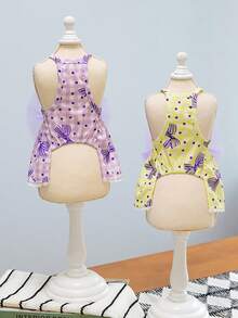 PETSIN 狗狗服装、猫咪服装、动物裙装、宠物春夏新品系列、幼犬连衣裙、公主风百搭连衣裙、条纹印花、小型动物服装、清凉防晒霜 - 彩色 - 查看 6