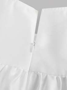 Firerie Kids Tween Girl Luxurious Elegant Textured Jacquard A-Line Dress With Bow Front - White - View 3