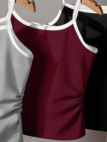 Bộ 3 áo hai dây dài tay cho bé gái, màu đen, xám họa tiết hoa, đỏ rượu vang, kiểu dáng ngọt ngào và mát mẻ, phù hợp cho các buổi đi chơi, dạo phố, kỳ nghỉ, mùa hè, dễ phối đồ cho bé gái và các bạn gái mặc hàng ngày. - Nhiều màu - Xem 5