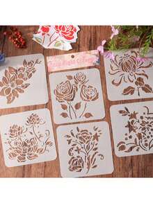 Bộ 4 khuôn tô hoa Flower Gallery Whisper Hollow-Out | Khuôn tô hoa viền ngang dùng cho viết tay trên báo, tô màu và vẽ tranh - Bộ - Xem 3