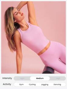 GLOWMODE Ribbed Pima Cotton Crush Mode Waist Length Slim Fit Racerback Tank Top Daily Casual Wear - Pink - View 8