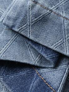 DAZY 女士格子水钻做旧系带休闲牛仔裤 - 藍色 - 查看 8