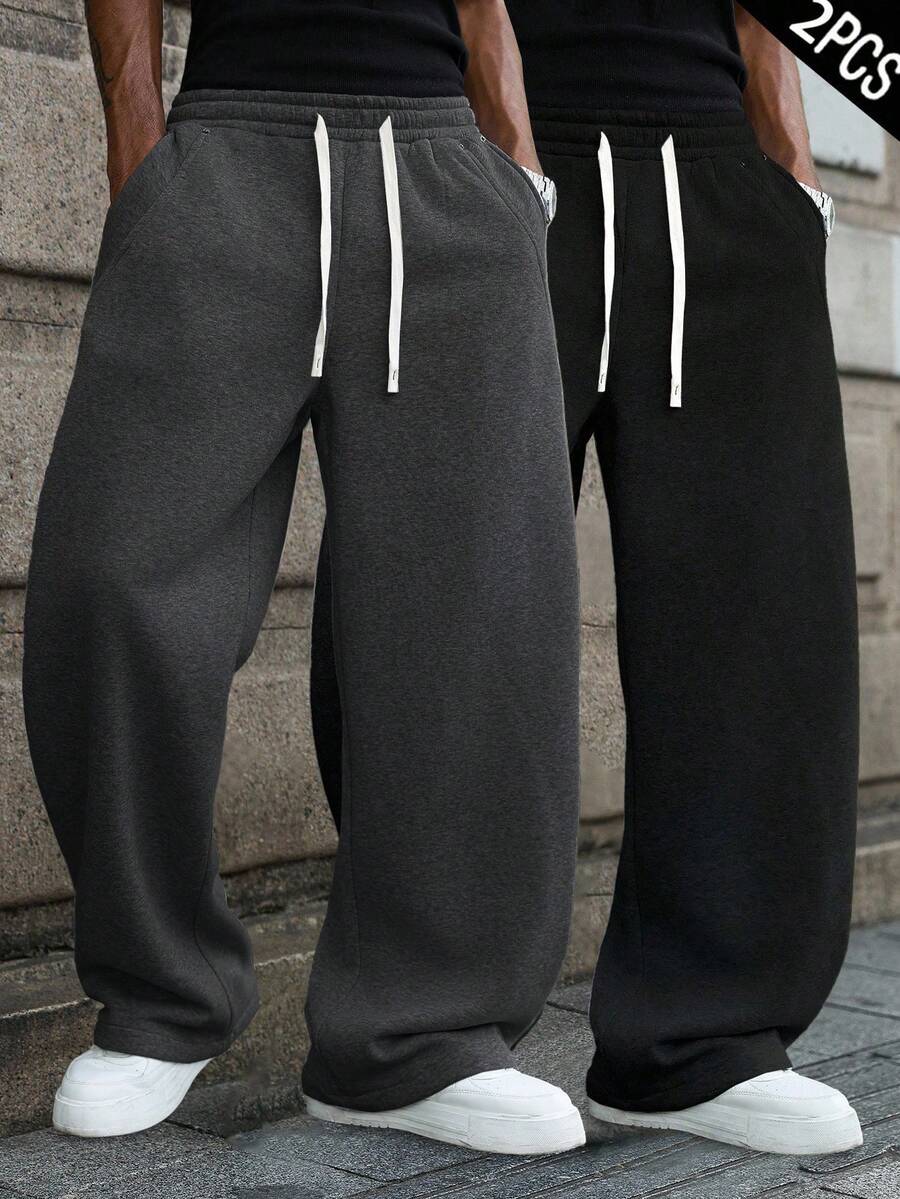 Manfinity EMRG Men's Loose Fit Casual Sweatpants,Baggy Pants,Track Pants,Jogging,Baggy Versatile Street Style Joggers Suitable For Streetwear, Casual Daily Wear, Weekend Outings, Music Festivals, Social Gatherings And More. This Pant Is An Essential Versatile Piece In A Man's Wardrobe, Making It A Great Gift For Boyfriends Or Husbands. Oversized Sweatpants Sweats Sweatpants Wide For Men Pro Club Sweat Pants Grey Baggy Sweatpants - Multicolor - View 1