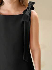 Pitira Pitira 少女纯色修身无袖连衣裙 - 黑色 - 查看 4