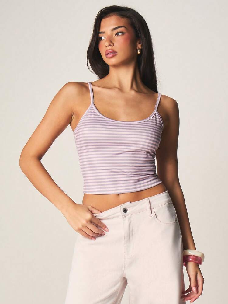 MISSGUIDED Striped Cami Top With Thin Straps And Fitted Silhouette For Casual Layering And Summer Everyday Wear