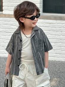 DAZY Young Boy Summer Casual Retro Short-Sleeve Shirt - Grey - View 1