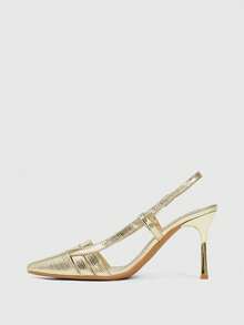 CUCCOO SZL Women's Pointed Toe Buckle Design Fashionable High Heels, Versatile For Daily Wear - Gold - View 9