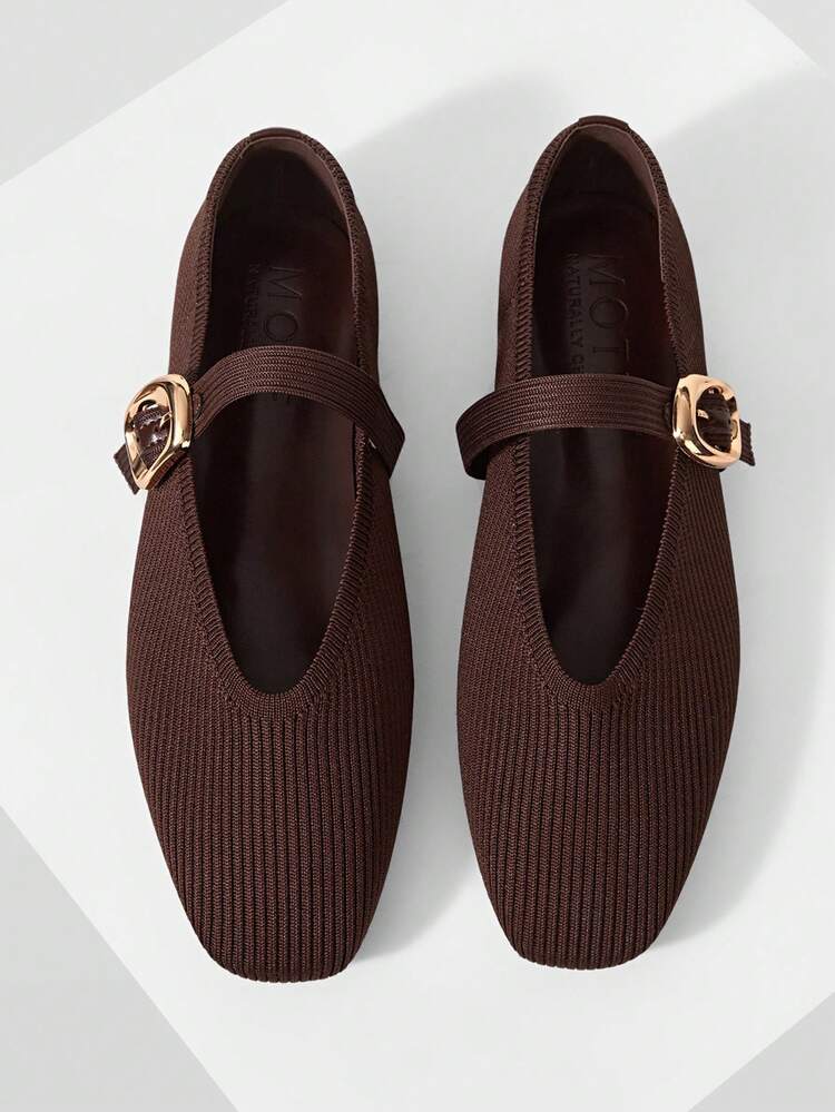WOMEN SQUARE TOE BUCKLE STRAP FLATS FOR CHRISTMAS