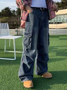 DAZY Men Flap Pocket Side Cargo Jeans - Blue - View 6