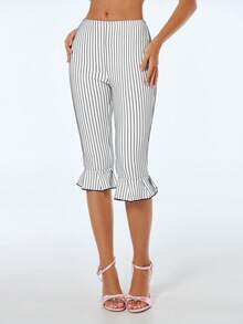 Sweetina Women's Printed Simple Pants For Daily Wear - Black and White - View 1