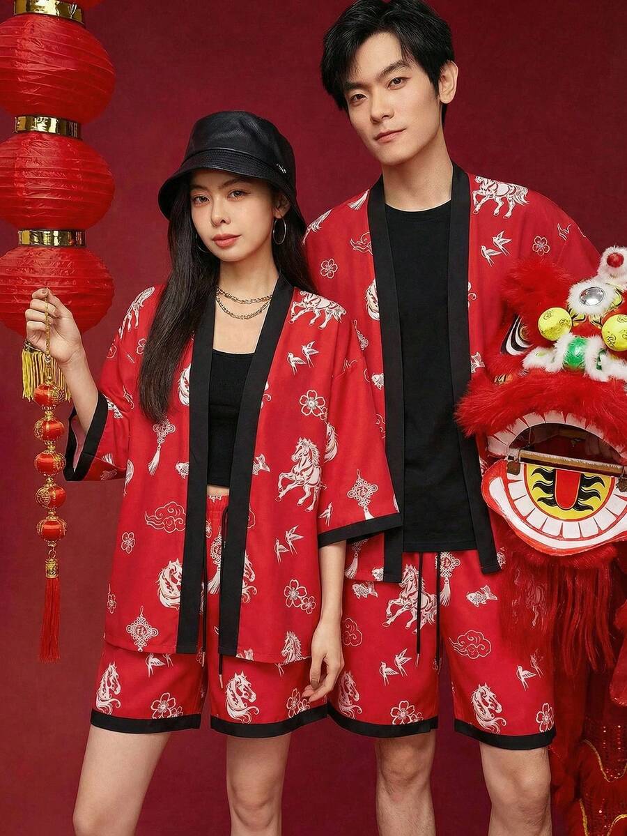 SWAVVY Conjunto de camisas estampadas de moda para hombre, primavera/verano - Burdeos - Ver 1