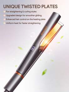 JMMO HAIR | 2-In-1 Hair Straightener And Curler 25MM, Curved Design, Twist Flat Iron Curler For Curl Wave Straighten, Instant-Heat Straight Styler, Negative Ion For Smooth Curls & Sleek Straight Results, Makeup Hairstyling Salon-UK Plug - UK Plug(220-240V) - View 3