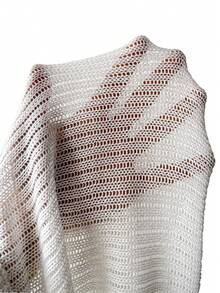 Elaquor Suéter de cuello redondo con lazo y jacquard, elegante y casual, talla grande - Blanco - Ver 8