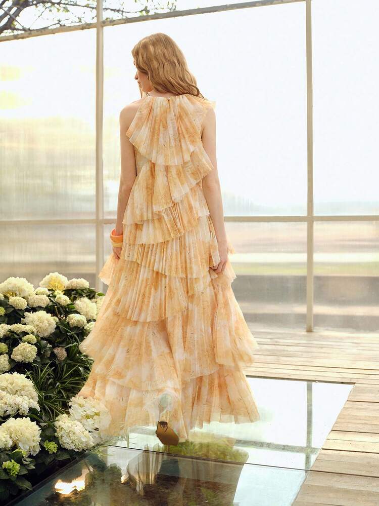 WOMEN'S LAYERED RUFFLE HEM DRESS, ROMANTIC STYLE, SPRING/SUMMER