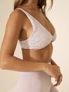 Aralina 女士蕾丝扭结设计露脐健身背心，日常穿着 - 淡紫色 - 查看 3