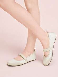 CUCCOO DOLLMOD Ladies Beige Mary Jane Flats Are Comfortable And Soft Valentine's Day - White - View 9