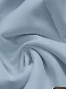 Pariaura 女士冬季法式优雅设计圆领披肩领金属扣腰带修身休闲连体裤 - 淺藍色 - 查看 6