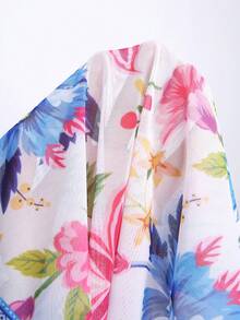 Swim Vcay Women's Print Backless Bikini 3-Piece Set Including Triangle Panty, Triangle Skirt, French Elegant Beach Vacation, Spring/Summer - Multicolor - View 5