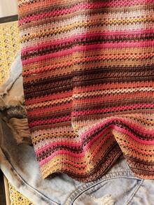 Lacomfia Camiseta holgada de manga corta, cómoda y versátil, con estampado de rayas de jacquard de colores para mujer de talla grande - Multicolor - Ver 3