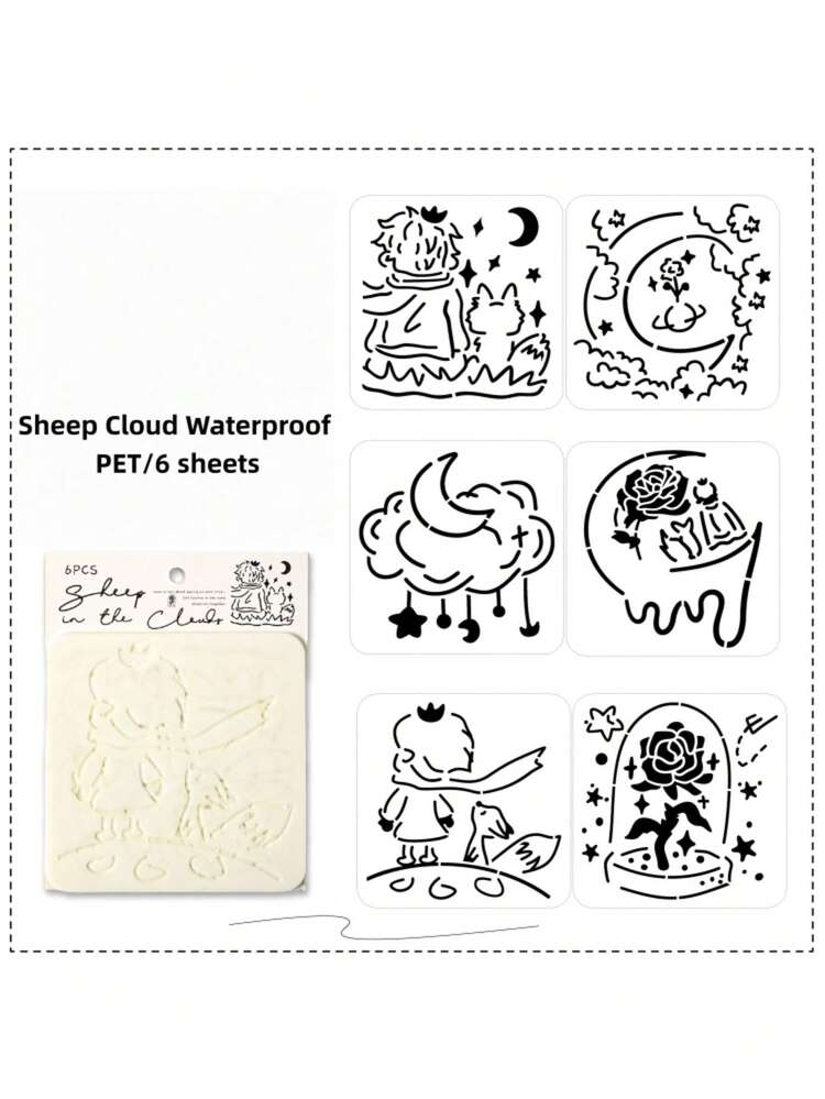 Set de 4 plantillas de periódico manuscrito con diseño de estrella y rima infantil calada | Plantillas de PET lindas para pintura en aerosol y dibujo a través de fronteras - Conjuntos - Añade 5