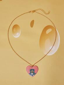 TOM & JERRY X SHEIN Cartoon Element Printed Zinc Alloy Necklace, Luxurious Niche, Casual Chic, Suitable For Various Parties, Concerts, Festivals - Gold - View 5