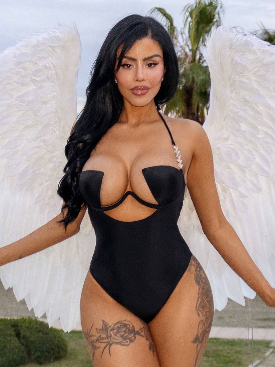 Swim SXY Bộ bikini liền thân có gọng nâng ngực mới dành cho nữ - màu đen - Xem 1