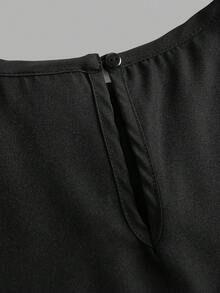 SHEIN Tween Girls Casual Commuter Black Round Neck Hem Tape Trim Tank Top And Leggings Set - Black - View 3