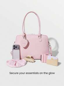 GLOWMODE 情人节中号 7L 携带你的爱心防水可调节肩带手提包，带心形零钱包，日常休闲装 - 粉色 - 查看 2