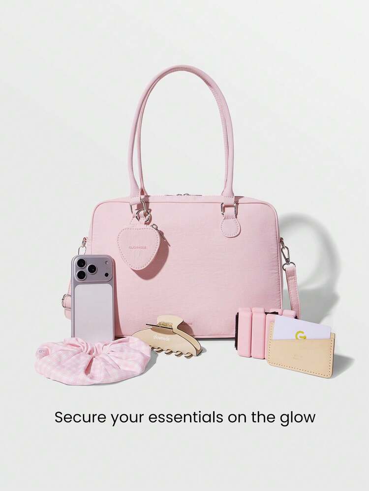 GLOWMODE Bolso de mano resistente al agua de 7L con correa ajustable y monedero con forma de corazón, ideal para el Día de San Valentín y uso diario casual - Rosa - Añade 2