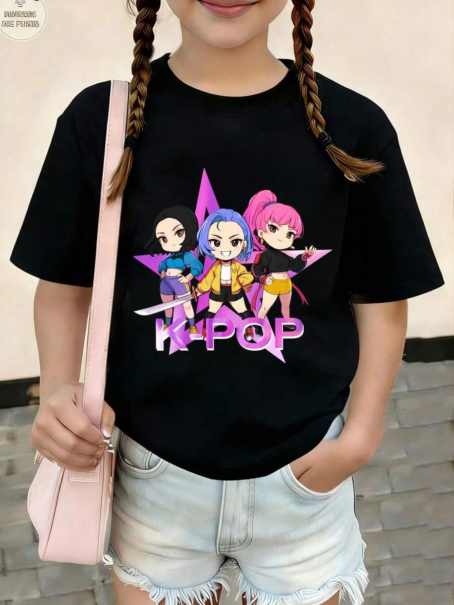 这款少女休闲时尚短袖T恤,采用卡通人物图案设计,舒适百搭,适合春夏季节穿着,是休闲外出、返校、聚会、户外活动和送礼的理想之选。 - 彩色 - 查看 1