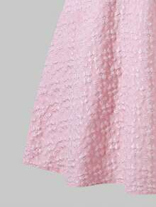 SHEIN ChillGRL Diamond Collar, Jacquard Textured Fabric, French Style, A-Line Maxi Skirt, Elegant High Waist Snug Fit, Fashionable & Graceful For Teenage Girls In Summer - Pink - View 7