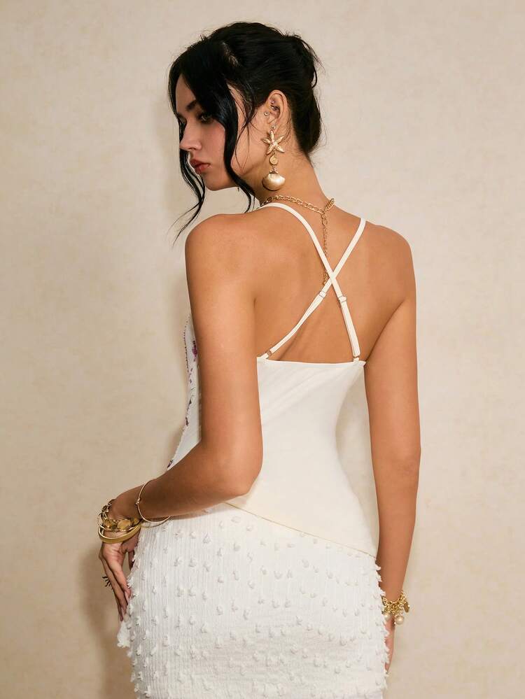 Poéselle 女士花卉亮片装饰荷叶边吊带背心 - 彩色 - 查看 3